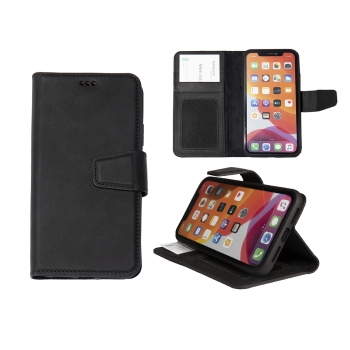Hoesje Samsung Galaxy S25 Plus Leer 100%  Boekmodel 2 in 1 Zwart