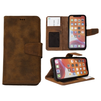 Hoesje Samsung Galaxy S25 Plus 100% leer Boekmodel 2 in 1 Bruin