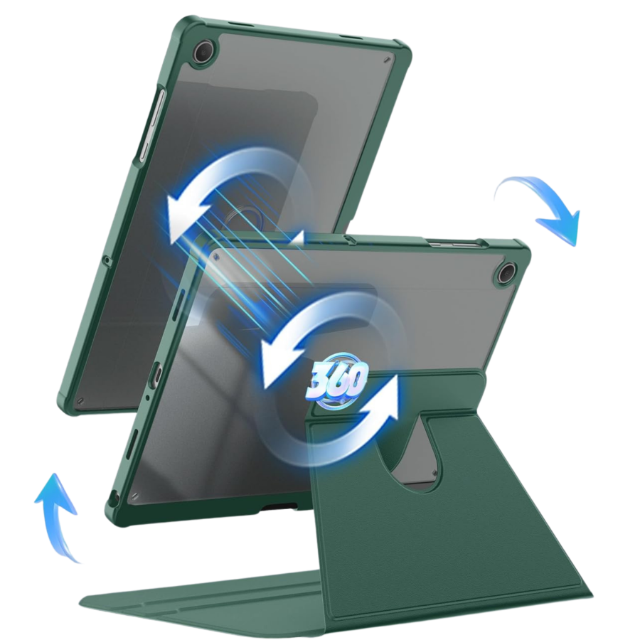 Samsung Galaxy Tab A11 Transparante Acryl Smart Cover Groen met 360&deg; Standfunctie