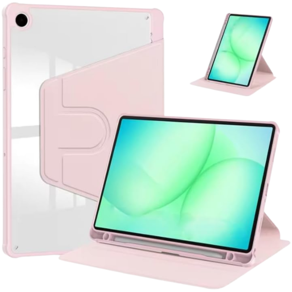 Samsung Galaxy Tab A11 360&deg; Standfunctie Transparante Acryl Smart Cover Roze – foto 2