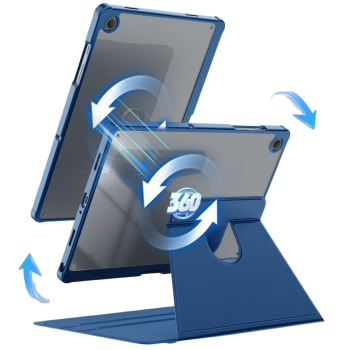 Samsung Galaxy Tab A9 360&deg; Standfunctie Transparante Acryl Smart Cover Blauw