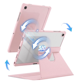 Samsung Galaxy Tab A9 360&deg; Standfunctie Transparante Acryl Smart Cover Roze
