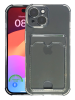 iPhone 15 Hoesje met Pasjeshouder &ndash; Transparant & Valbestendig