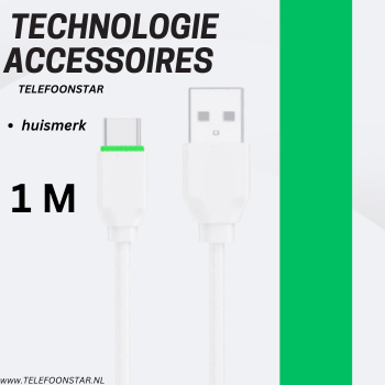 USB-A naar USB-C Kabel &ndash; Snelladen tot 18W &ndash; 1 Meter &ndash; Stevig & Snel