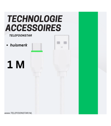 USB-A naar USB-C Oplaadkabel 1M 18W Wit &ndash; iPhone 18 Serie