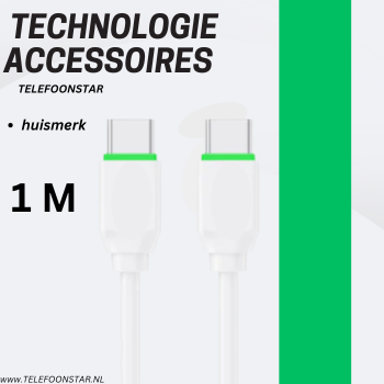USB-C naar USB-C Kabel &ndash; Snel Opladen tot 60W &ndash; Data & Power &ndash; Stevig & Flexibel &ndash; 1 Meter