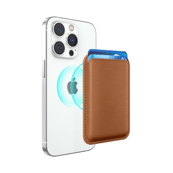 Magnetische Kaartenhouder voor iPhone Bruin&ndash; Compatibel met MagSafe – foto 2