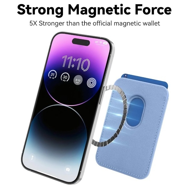 Magnetische Kaartenhouder voor iPhone Blauw&ndash; Compatibel met MagSafe – foto 4
