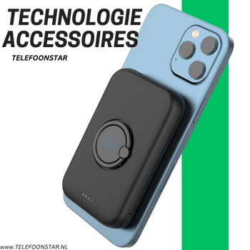 Telefoonstar PowerGrip 5000 &ndash; Draadloze Magnetische Powerbank met USB-C | Voor Smartphones & Tablets
