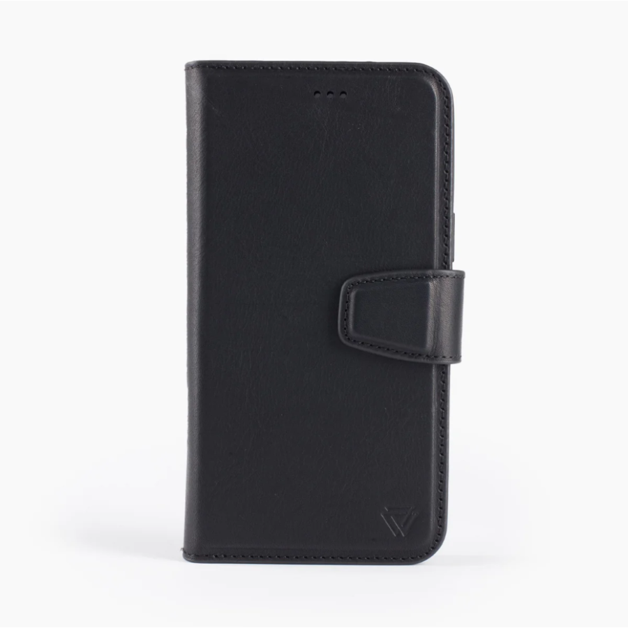 iPhone 15 Pro 2 in 1 Bookcase | 100% Leer | Ruimte voor drie pasjes | Zwart