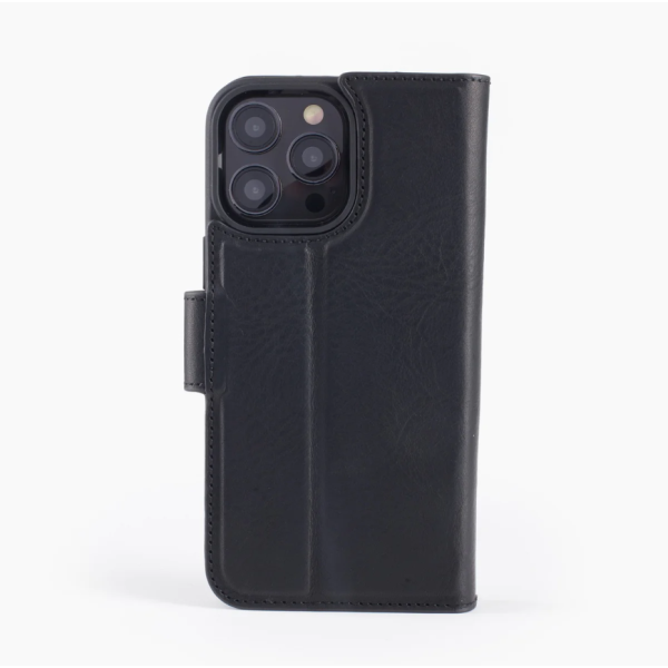 iPhone 15 Pro 2 in 1 Bookcase | 100% Leer | Ruimte voor drie pasjes | Zwart – foto 2