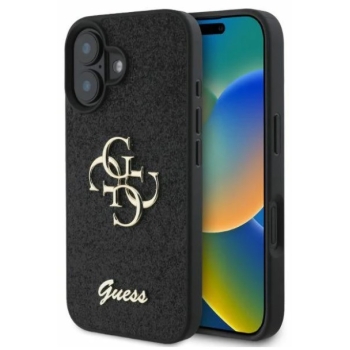 Guess Zwart Glitter Hoesje iPhone 16 Plus