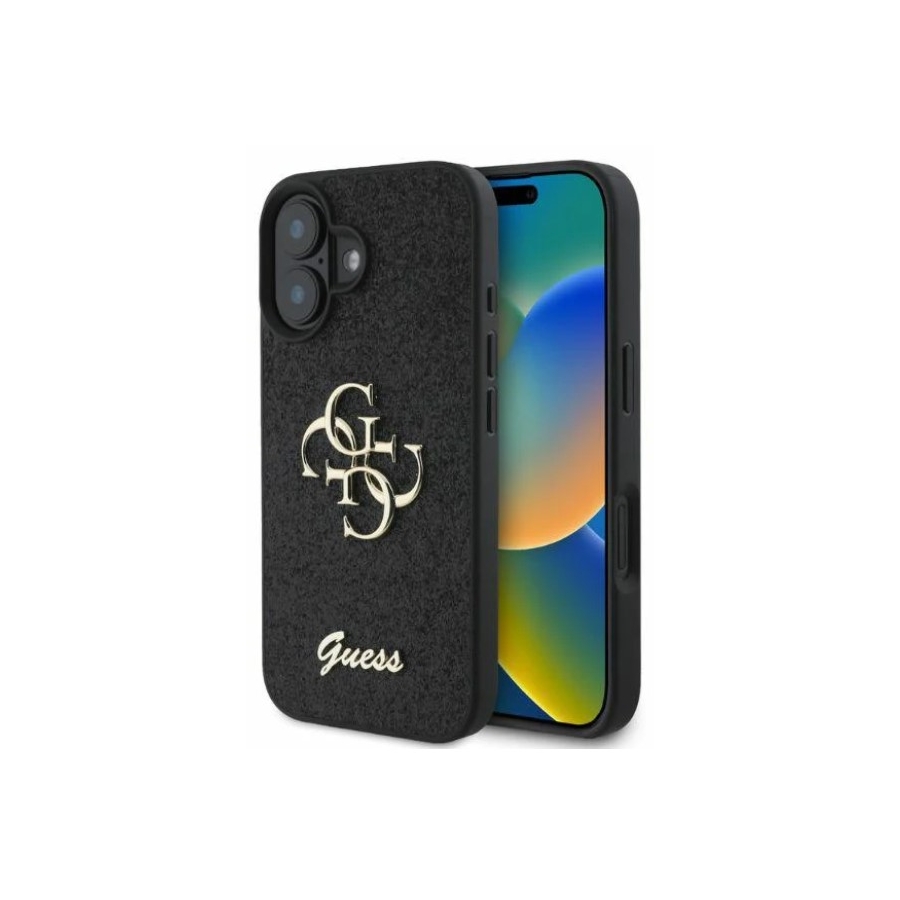Guess Zwart Glitter Hoesje iPhone 16 Plus