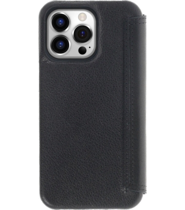 iPhone 15 Pro Max 100% Leer hoesje | Lederen Bookcase | Minimalistisch | Zwart