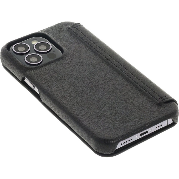 iPhone 15 Pro Max 100% Leer hoesje | Lederen Bookcase | Minimalistisch | Zwart – foto 3