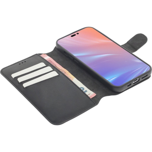 iPhone 15 Plus 2 in 1 Hoesje | 100% Leer | Minimalistisch | Zwart – foto 2