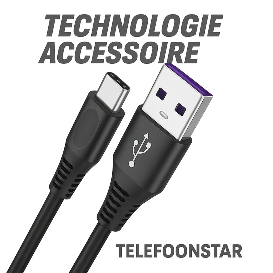 USB to Type C Kabel Snel lader (1m) Zwart - Snel opladen - Universeel