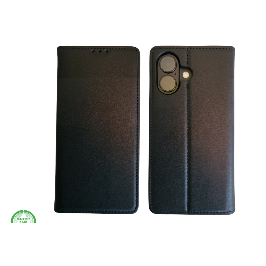 Flip Case Boek Zwart Luxe Klaphoes met 3 Pashouders voor iPhone 16 Plus