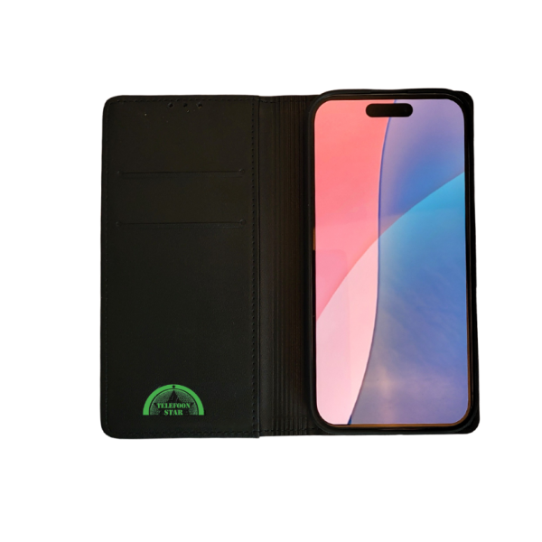 Flip Case Boek Zwart Luxe Klaphoes met 3 Pashouders voor iPhone 16 Plus – foto 5